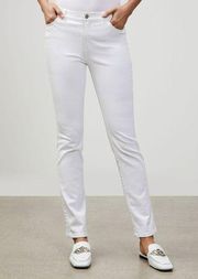 Lafayette 148 Size 0 Yarn Dyed Denim Thompson Jeans Classic White Stretch NEW