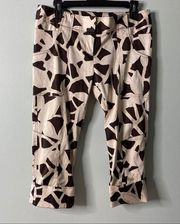 Diane von Furstenberg Cropped Silk Blend Printed Brown Pants
