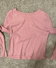 Pink Ribbed Long Sleeve Shirt