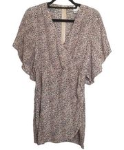 Skylar+Madison Womens V-Neck Flowy Wrap Mini Dress Back Zip Animal Print S NWOT