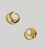 Madewell Small Puffy Huggie Hoop Earrings In Gold Plated Brass NEW