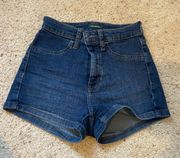 high rise denim shorts