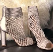 GOLD MESH CAGE OPEN TOE SANDAL