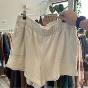 cozy white high rise shorts