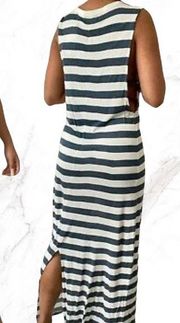 Blue & White Striped Maxi Dress