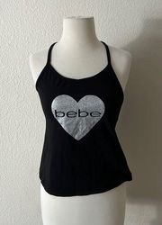 Bebe Sleepwear Glitter Heart Tank Top Y2K