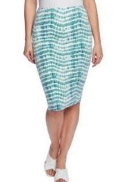 Vince Camuto Mosaic Seas Teal Stripe Ponte Skirt size Small NWOT