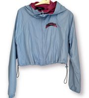 Babezone Windbreaker Jacket Cropped 80s Style Blue Pink Full Zip S