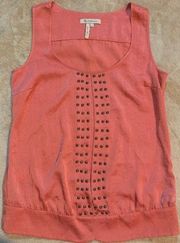 Orange Studded Blouse Tank Top Women’s Size6