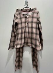 Thalia Sodi Women's Pink/Black Plaid Pajama Set Size Large