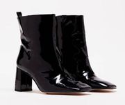 Good American Square Toe Patent Leather Booties