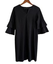 J. McLaughlin Black Letty Bell Sleeve Dress - M