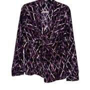 CHADWICKS PURPLE BLACK WHITE ABSTRACT DESIGN SIDE ZIP SIZE 18