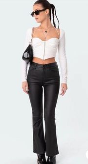 Petite Luna Faux Leather Flare Jeans