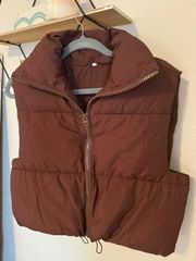 Brown Cropped Puffer Vest