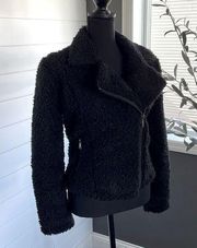 Express Black Shearling Moto Jacket / Size Small