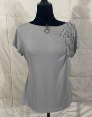 Gray Blouse by Worthington Petites Stretch