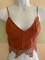 Free People FP One Crochet Lace Bottom Boho Cropped Tank Bralette