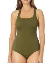 Hurley One Piece Ribbed Swimsuit Amazon Jungle Green Large