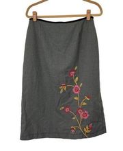 Requirements Gray Floral Embroidered Skirt