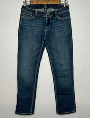 WHITE HOUSE BLACK MARKET CROP LEG BLUE JEANS SIZE 2