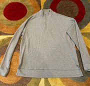 Grey Quarter Zip Circle Zipper Waffle Knit Thermal Top Oversized S