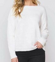 Velvet Heart Womens White Boat Neck Pullover Long Sleeve Sweater