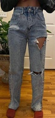 Pretty Little Thing Pretty Little Things Distressed High Rise Split Hem Jean Size 2 See Description