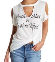 Jessica Simpson Women’s T Shirt Positive Vibes & Positive Mind White Size Small