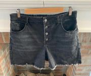 Maurice’s M Jeans Super High Rise Denim Cutoff Black Shorts Button Fly size 12