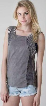 Bohemian Gimmicks by BKE Brown Tank Top (Medium)