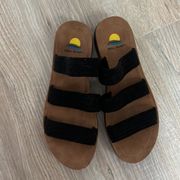 Maui Island Black 3 strap sandals