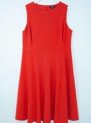Lauren Ralph Lauren orange red sleeveless fit and flare dress, 16W