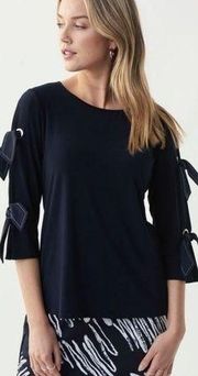 Joseph Ribkoff 220126 Navy Tie Sleeve Top