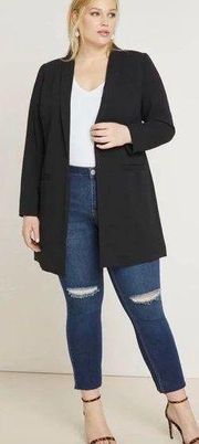 Eloquii Long Essential Blazer in Black Plus Size 14