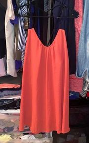 Coral/ breezy dress. Super cute for a night out.