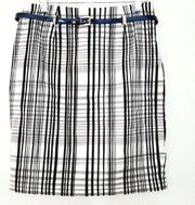 Tommy Hilfiger Belt Womens Apt.9 Tartan Plaid Black White Pencil Skirt Size 4