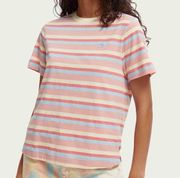 Womens Regular-Fit Striped Organic Cotton T-Shirt size Large