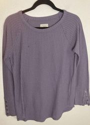 Chaser Waffle Knit Thermal Henley Top Size Large Purple