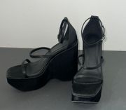 Black Satin Platform Heels 