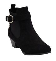 NWT NIB Chase & Chloe Chain Strap Chelsea Boot Black Faux Suede New size 10