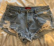 Signature 8  Light Wash Ripped Jean Shorts