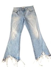 DL 1961 Fringe  Crop Light Blue Jeans sz 28