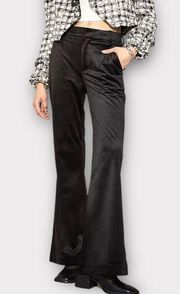 Scotch and Soda High Rise Velvet Flare Leg Black Pants Size 32 NWT