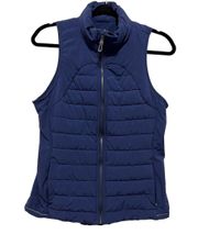 Navy Blue Exercise Reflective Puffer Vest, Womens Size