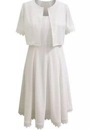 Robbie Bee NWT White Dress and Mini Sweater Two Piece S