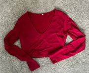 Red Long Sleeve Crop Top