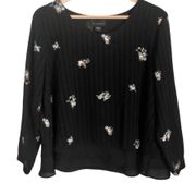 Boho Black Floral Blouse