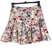 LC Lauren Conrad Runway SZ 10 Mini Skirt Floral Stretch Pleated Scuba Flared New