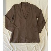 Eileen Fisher M Tencil Linen Blazer Jacket Lagenlook Brown Minimalist Oversized